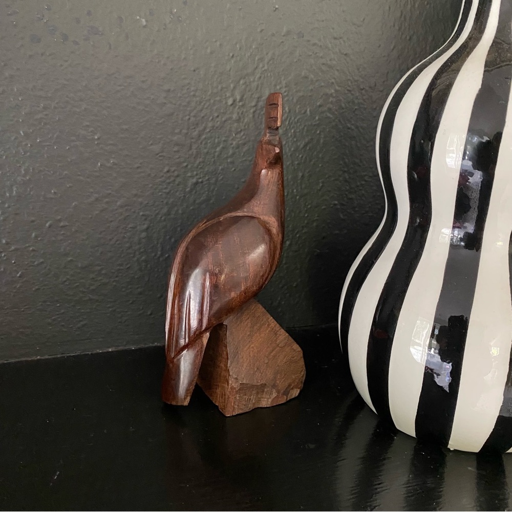 Vintage ironwood quail Mcm mid century wood bird figurine